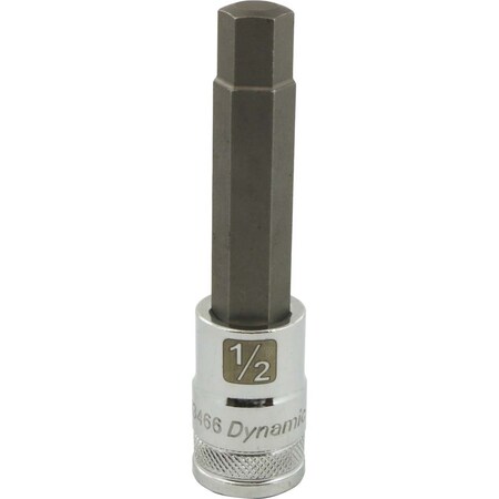 Dynamic Tools 1/2" Drive SAE Hex Head, 1/2" Long Bit, Chrome Finish Socket D013466